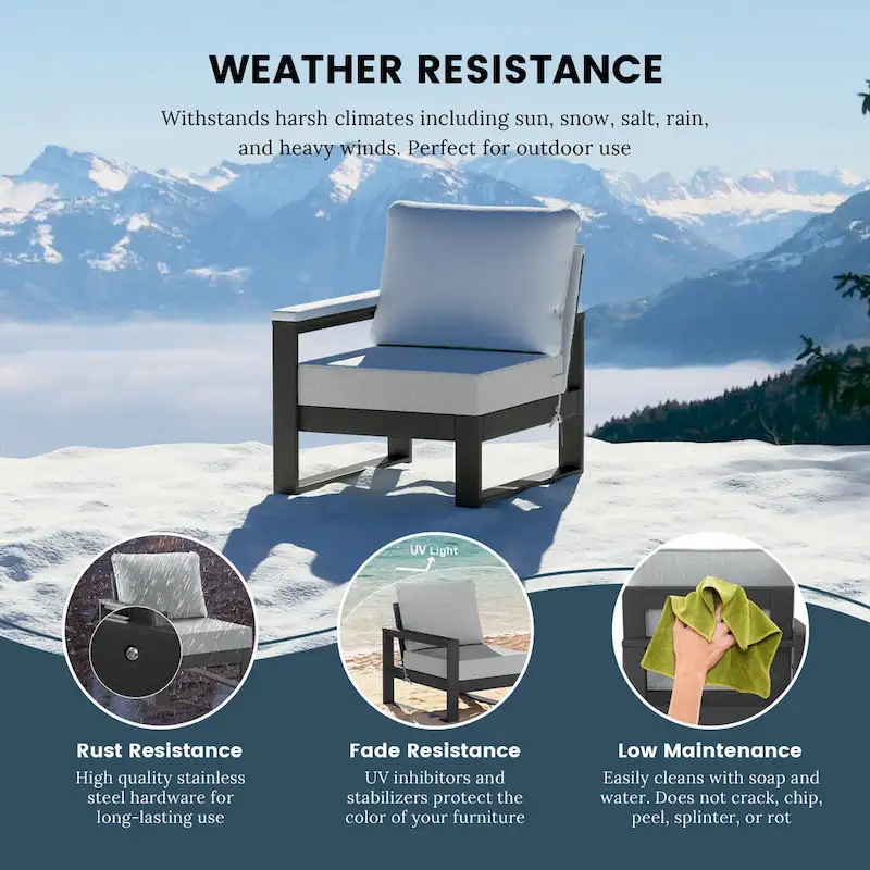 Polytrends Endless Patio 4-Piece Deep Seating Set with Gray Frame