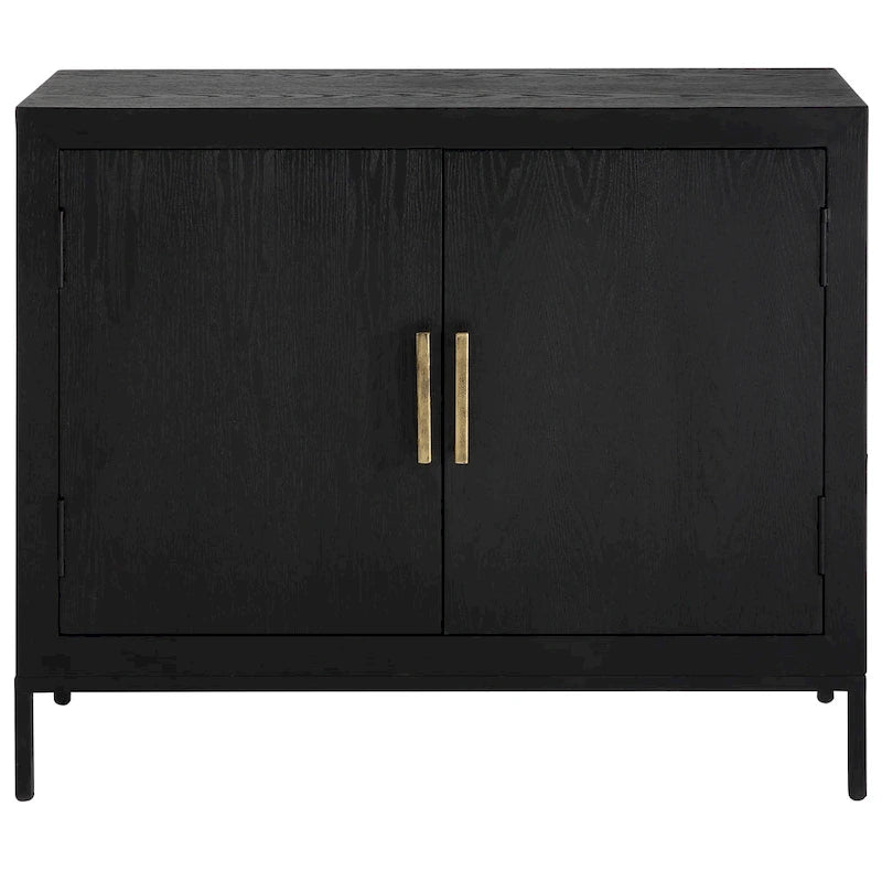 Dark Oak 2-Door Storage Cabinet, 40.25W x 32.5H x 11.625D, Modern Style
