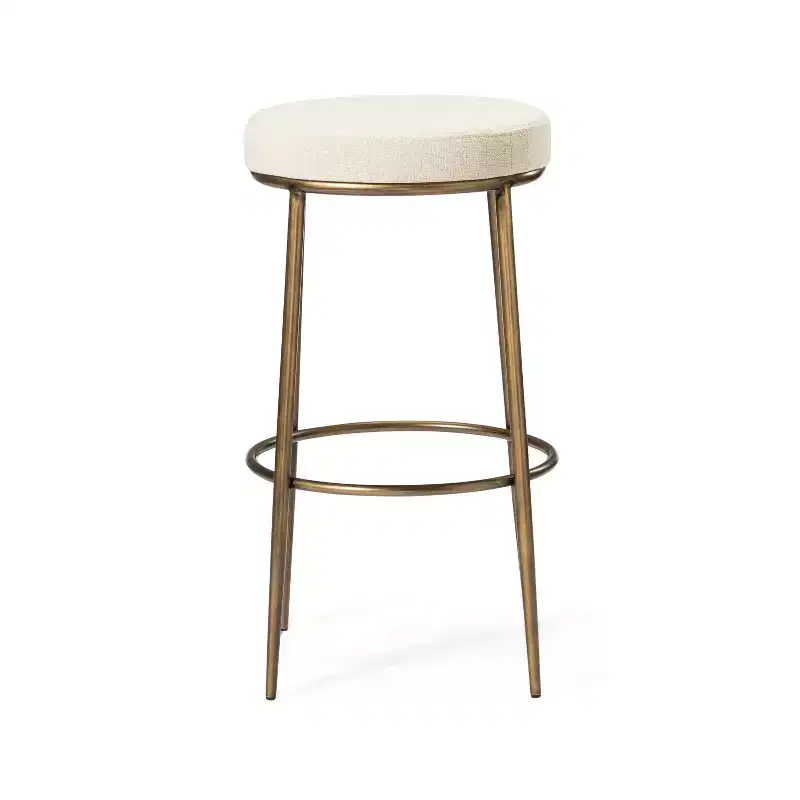 Maven Lane Stella Backless Metal Bar Stool with Fabric Upholstered Seat 31