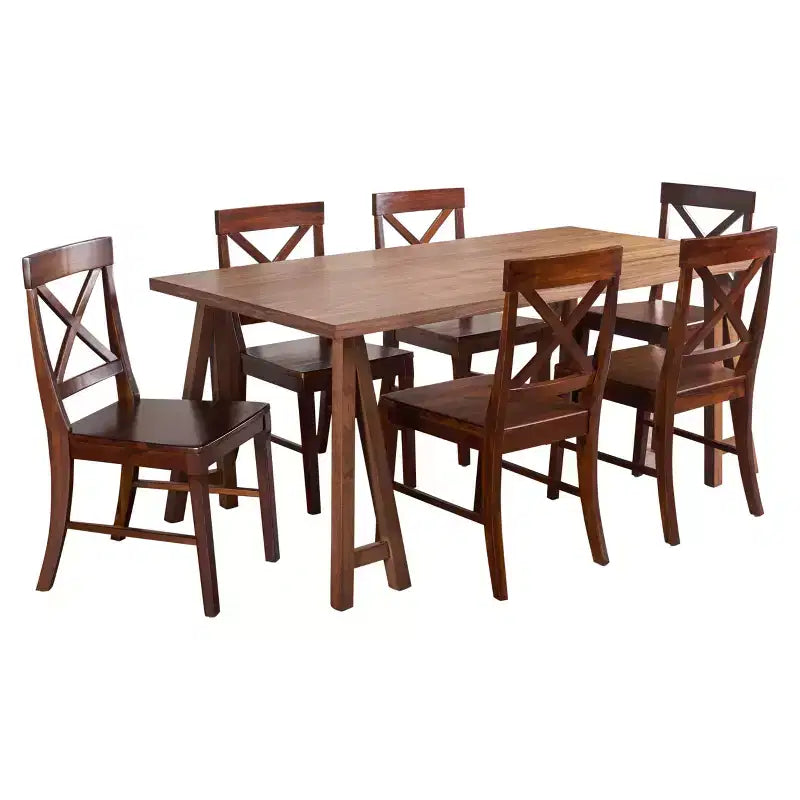 Christopher Knight Home Marseille Farmhouse Acacia Wood 7 Piece Dining Set with Rich Mahogany Chairs