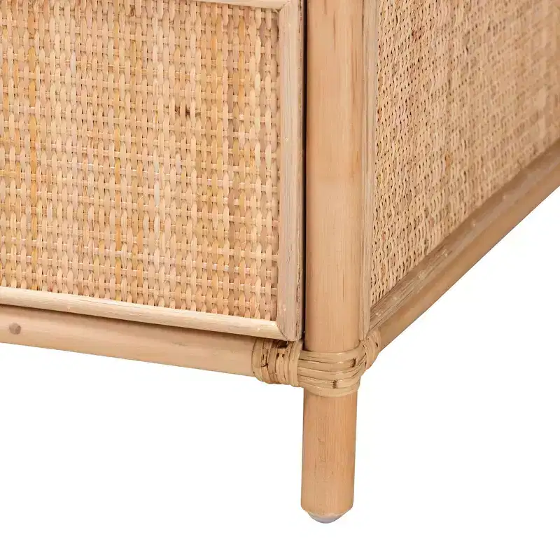 bali & pari Lalo Modern Bohemian Natural Brown Rattan 1-Drawer Nightstand