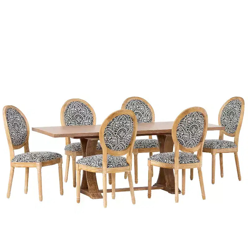 Christopher Knight Home Derring 7 Pieces French Country Upholstered Wood Expandable Dining Set