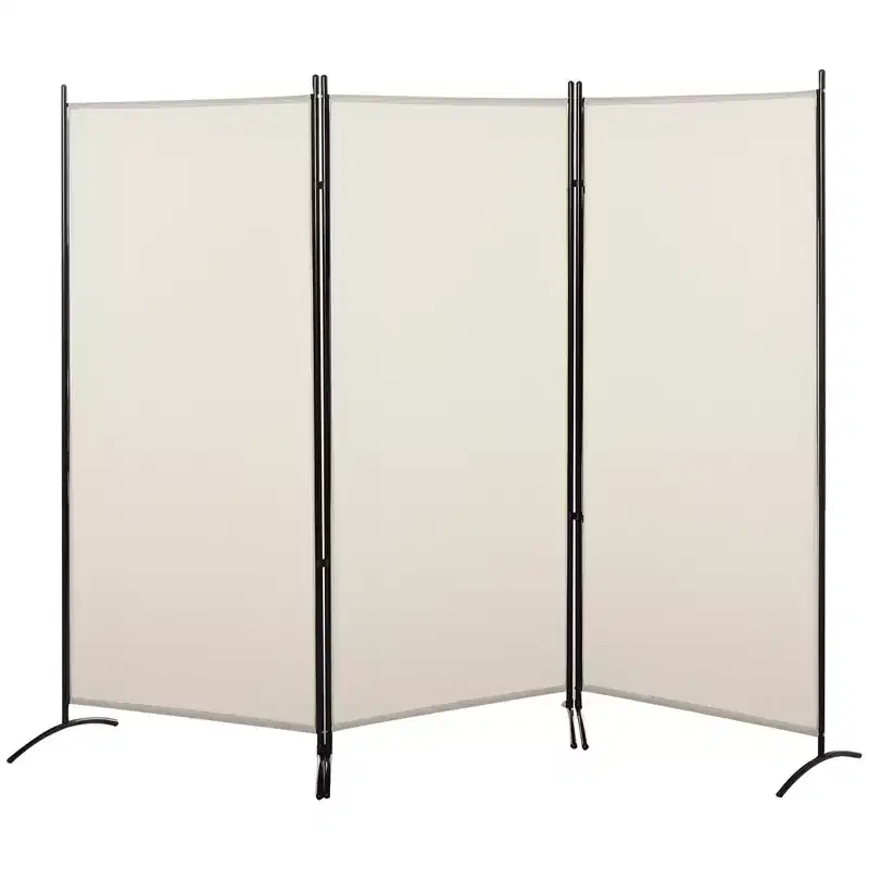 3 Panel Room Divider Indoor Privacy Screen for Home Beige 99.5x71.75x19.75