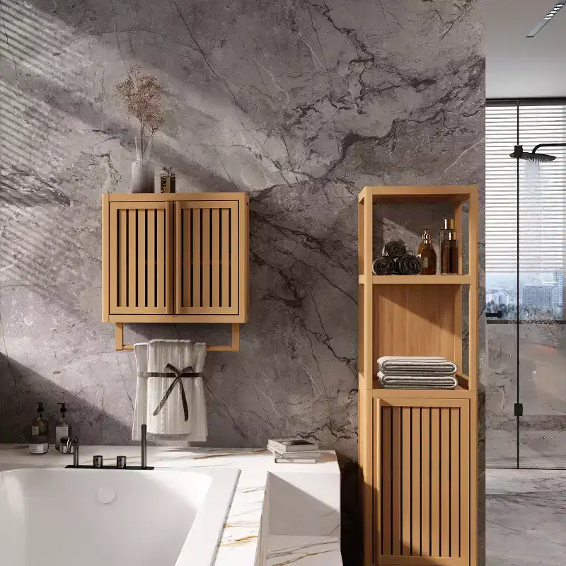 Bathroom Cabinet Wall Mounted Bamboo Toilet Storage Box