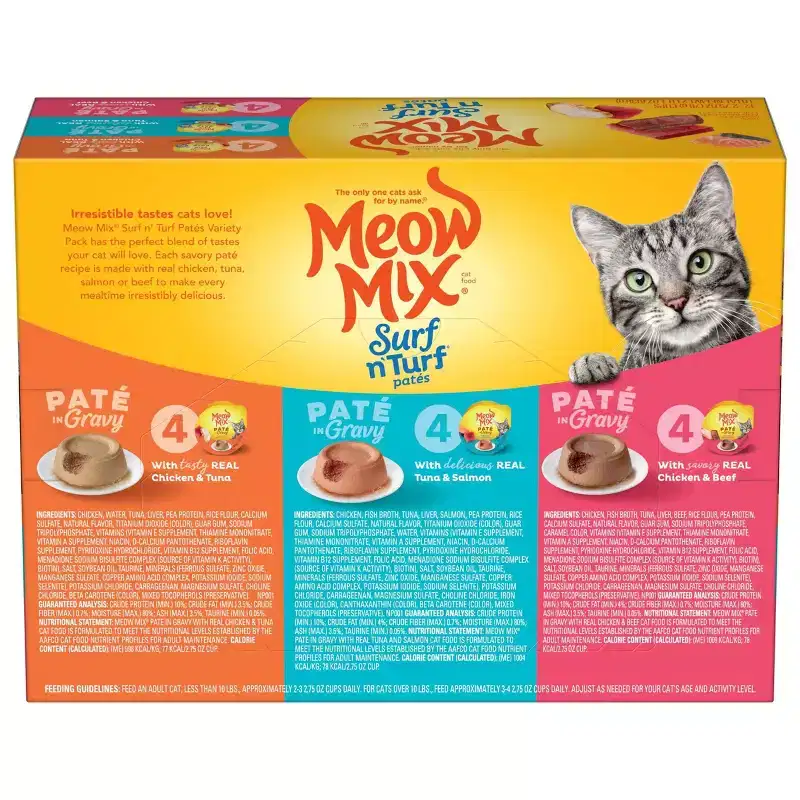 Meow Mix Surf n Turf Tuna Salmon and Chicken Flavor Wet Cat Food - 33oz