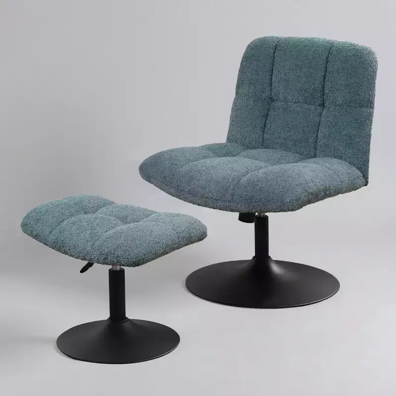 Art Leon Leisure Linen Fabric Swivel Accent Chair with Ottoman, Wood and Metal Frame