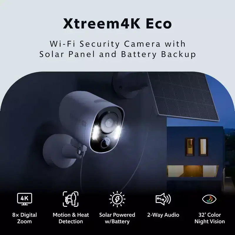 Xtreem4K Eco Wireless Security Camera with Solar Panel | SWIFI-4KXTRMECO