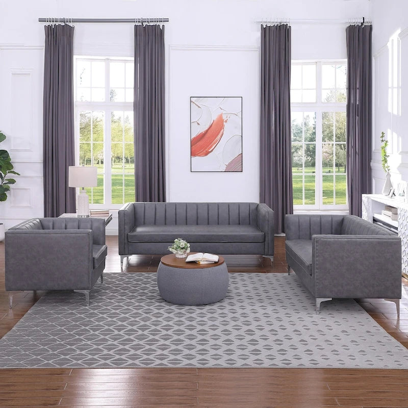 Modern Living Room Sofa Set, 3-Piece Sofa Set Couch,Loveseat and Chair