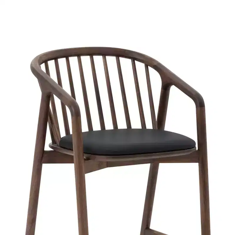 Armen Living Echo Wood and Faux Leather Barstool