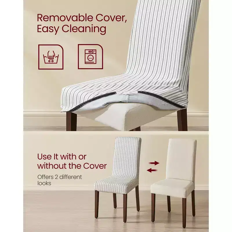 VASAGLE Dining Chairs, Set of 2 Chairs, Parsons Chairs, Thick Seat, Removable Fabric Cover, High Back, 22.8 x 18.9 x 39.4 Inches