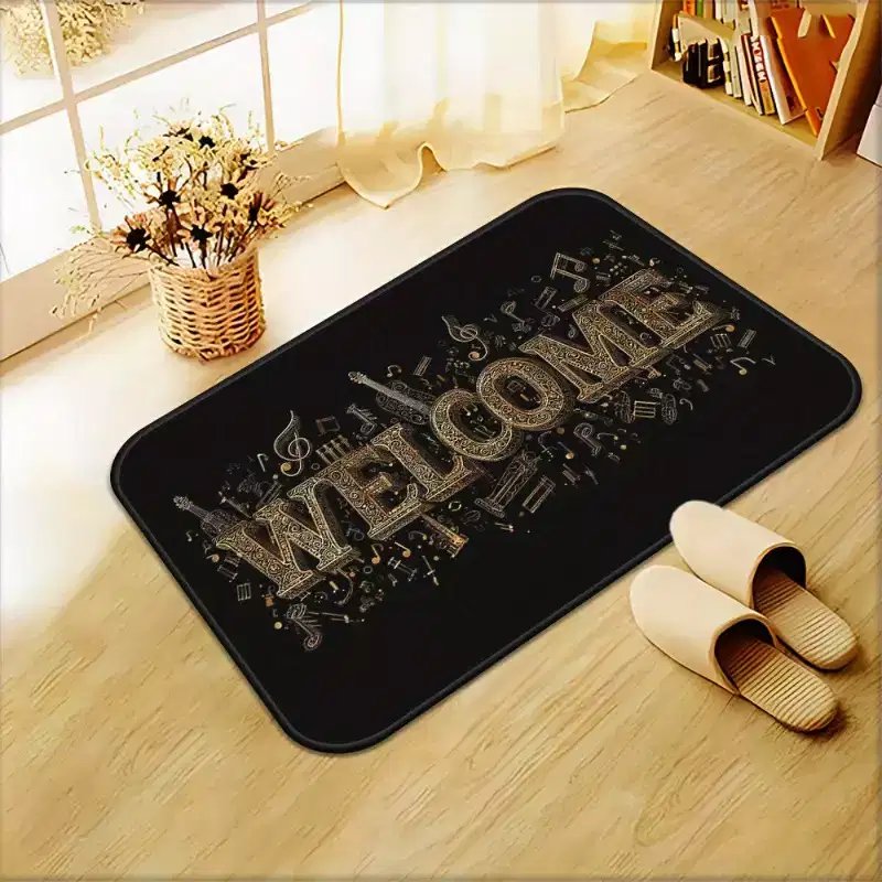 Lomsoe 1pc WELCOME Dark Lettering Door Mat & Floor Rug - Suitable for Entrance, Bathroom, Bedroom, Living Room.