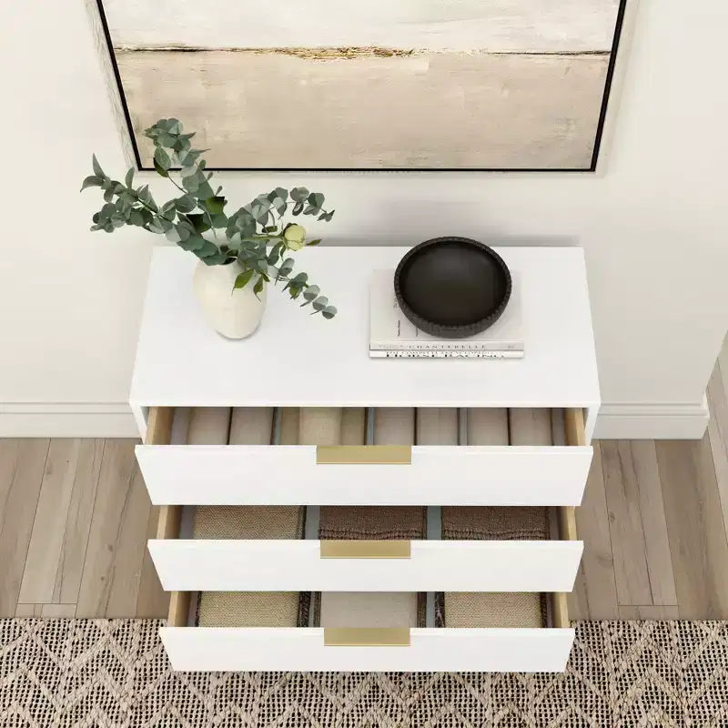 Plank+Beam 3 Drawer Dresser with Brass Handle