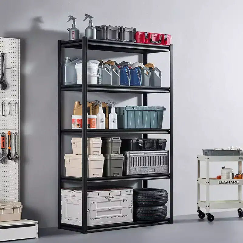 VEVOR Storage Shelves, 3000lbs, 5Tier Garage Storage Shelving, 18 Dx48 Wx78 H Adjustable Metal Shelves for Garage Shelves Utility Rack Shelf,Black