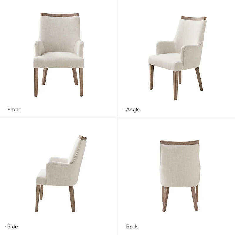 Farmhouse Upholstered Solid Wood Dining Chair Set of 2