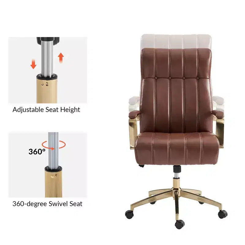 Siivio Modern Leather Swivel Tilting Office Chair with Channel Tufted|HULALA??HOME