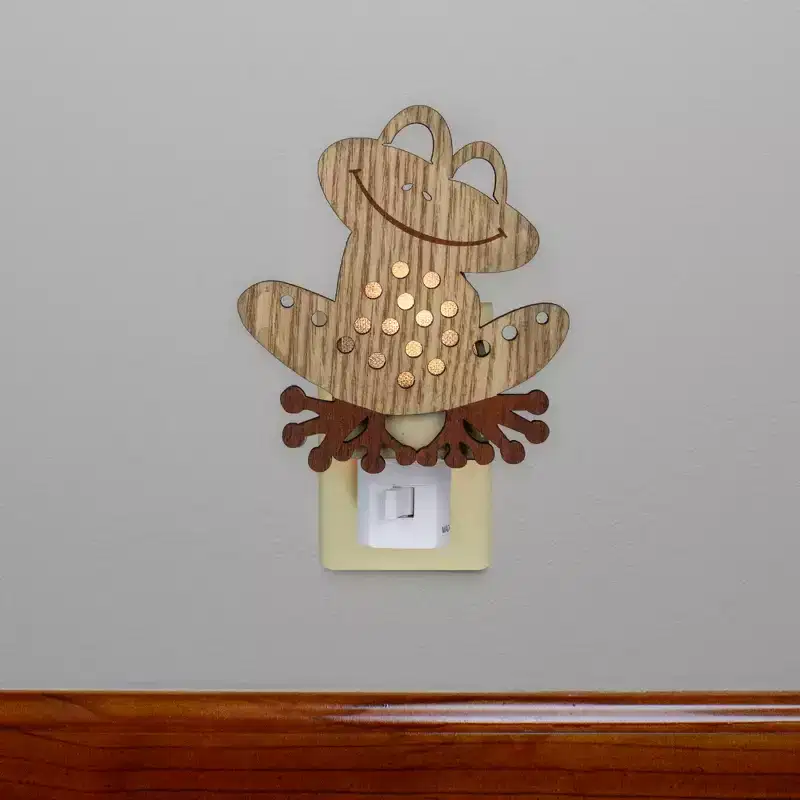 Roman 6 Wooden LED Smiling Frog Night Light