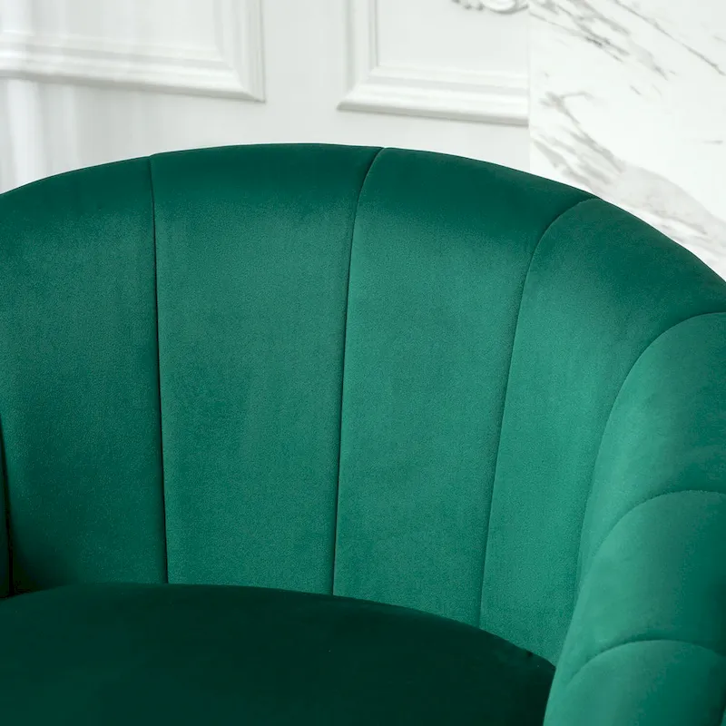 Velvet Accent Armchair with Gold Metal Frame