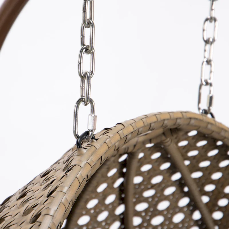 Charcoal Wicker Hanging Double-Seat Swing Chair with Stand with Cushion