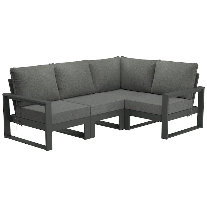 Polytrends Endless Patio 4-Piece Deep Seating Set with Gray Frame