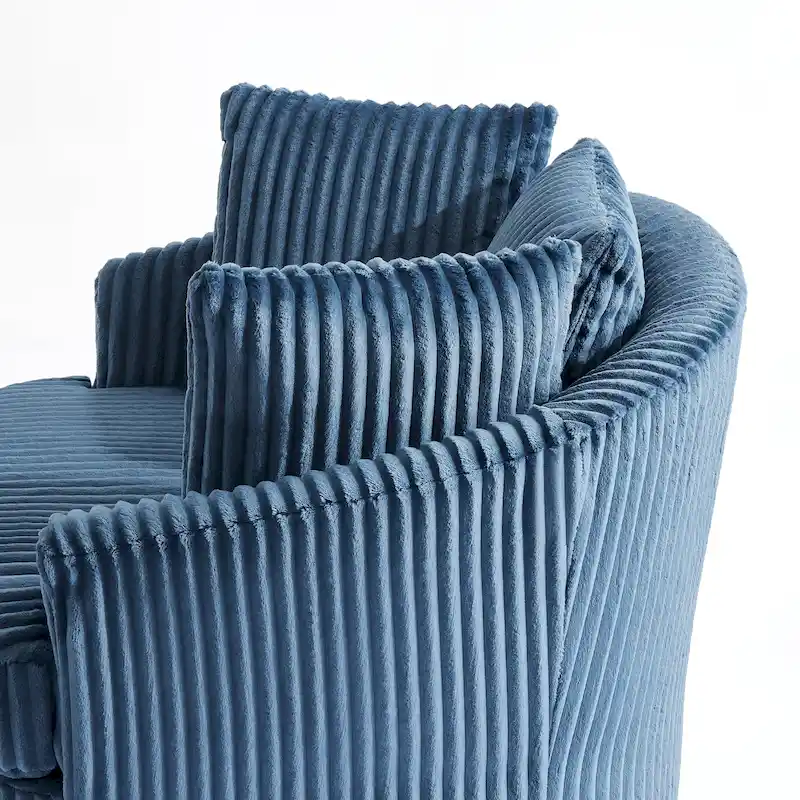 Fauteuil pivotant surdimensionné 43 W en velours côtelé pelucheux avec accoudoirs encastrés