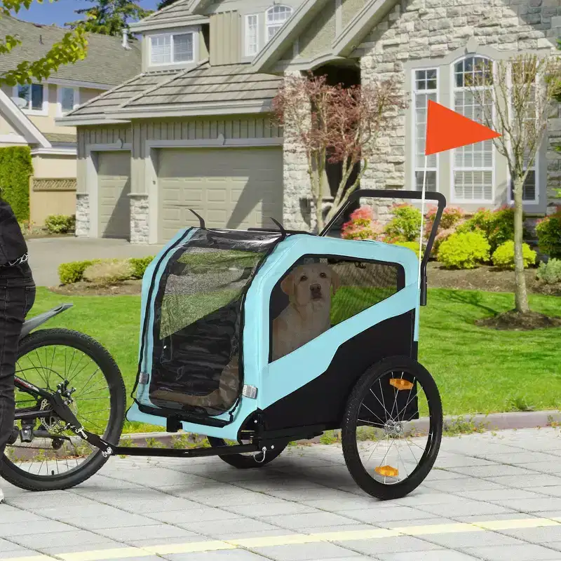2-in-1 Dog Bike Trailer Pet Stroller Carrier for Large Dogs with Hitch, Quick-release Wheels, Foot Support, Pet Bicycle Cart Wagon Cargo for Travel