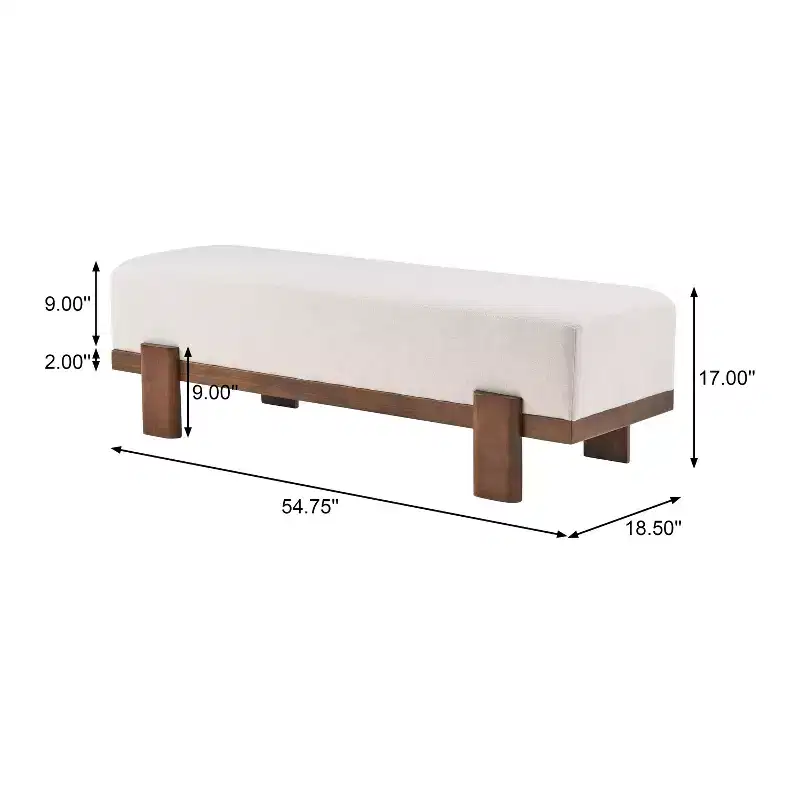 Christopher Knight Home Blinny 54.75W Upholstered Bench with Rubber Wood Legs