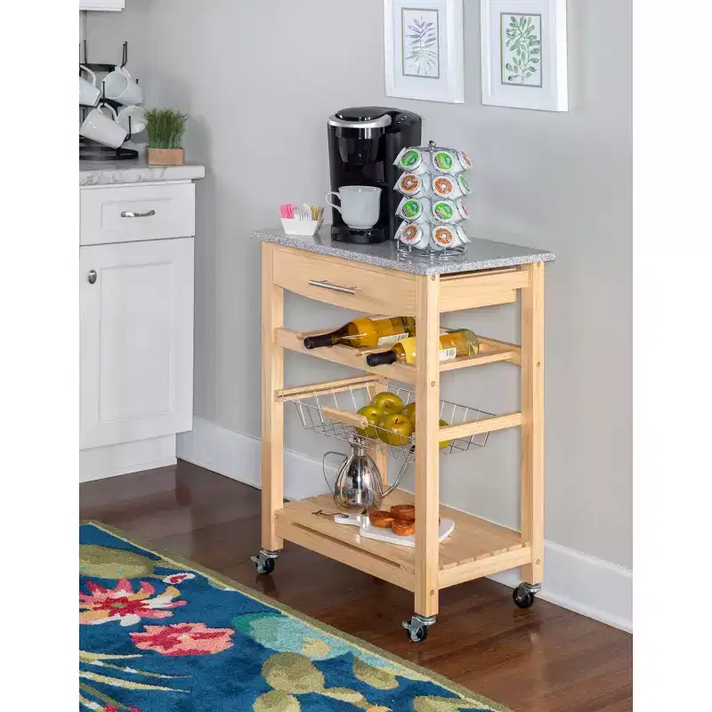 Roger Kitchen Island Granite Top - Linon