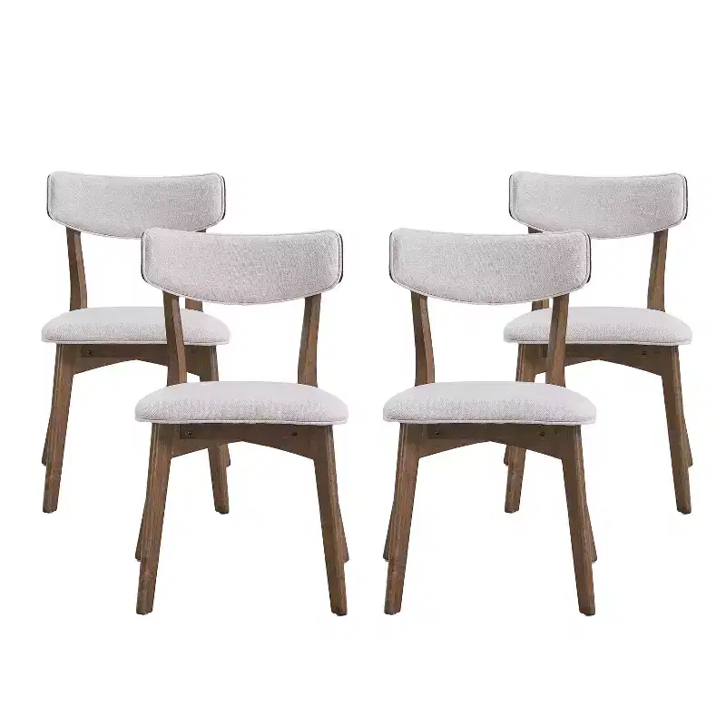 GDFStudio Willis Rubberwood Upholstered Dining Chairs (Set of 4)