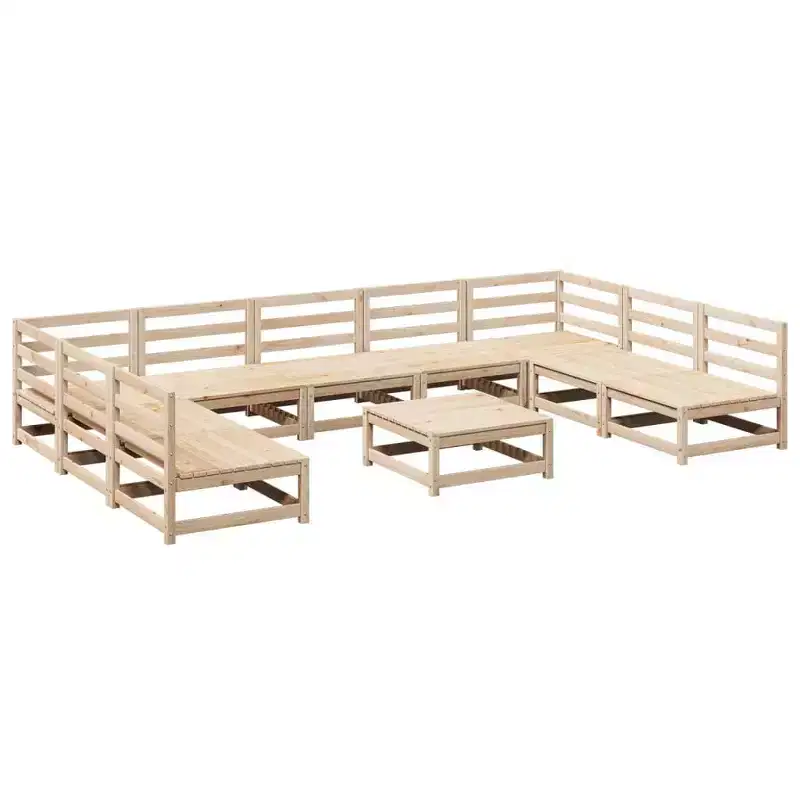 vidaXL Garden Sofa Set Natural Pine Solid Pine Wood Large Modular