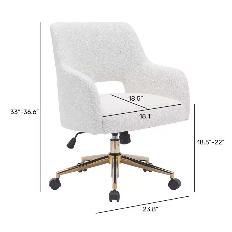 WestinTrends Genevieve Mid-Century Modern Swivel Office Chair With Wheels (Set Of 2), Cream