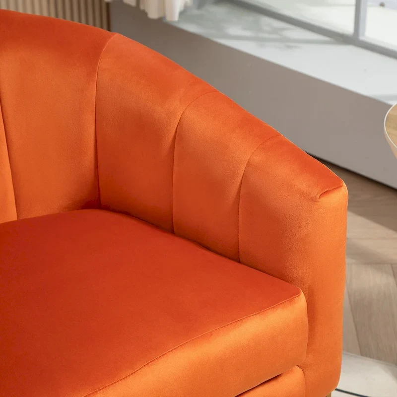 Velvet Accent Armchair with Gold Metal Frame