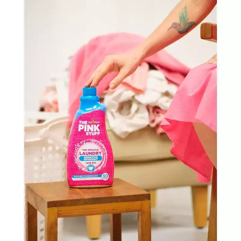 The Pink Stuff Miracle Sensitive Laundry Detergent 32oz Pack of 2 Liquid Stain Remover Safe for Sensitive Skin Fabrics