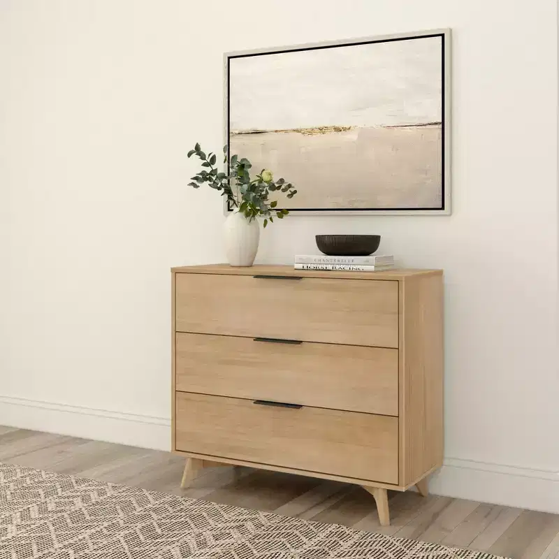 Plank+Beam 3 Drawer Dresser with Brass Handle