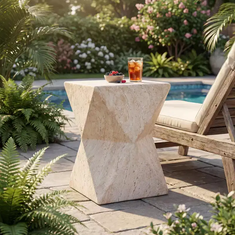 Waylon Lightweight Concrete Hand Painted Accent Table