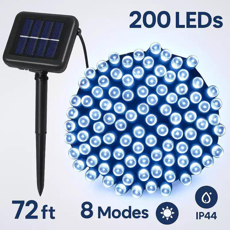 Solar String Lights LED Solar Power Fairy String Light 22M 200 LEDs 8 Lighting Mode White Light Waterproof Starry String Lights Christmas Wedding Part