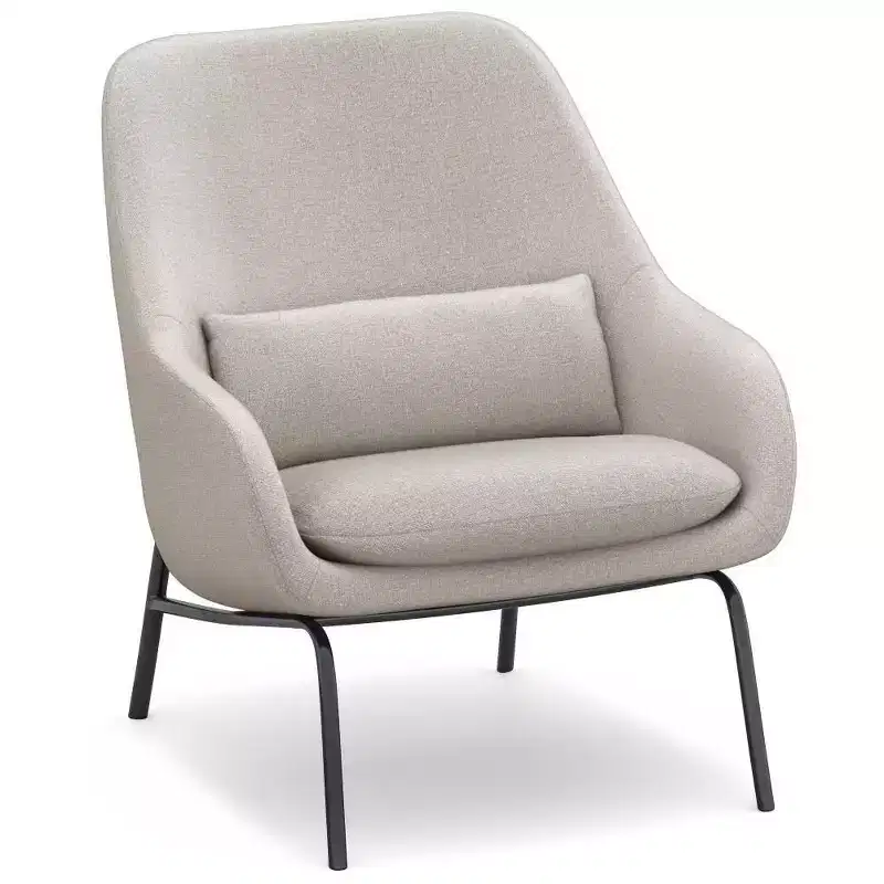 Linen Upholstered Accent Chair with Arms and Lumbar Pillow