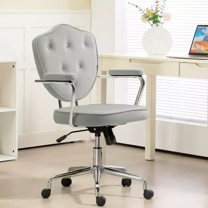 Okak Home Office Desk Chairs, Upholstered Vanity Chair with Adjustable Height, Swivel Chair for Office, Study, Reading Room
