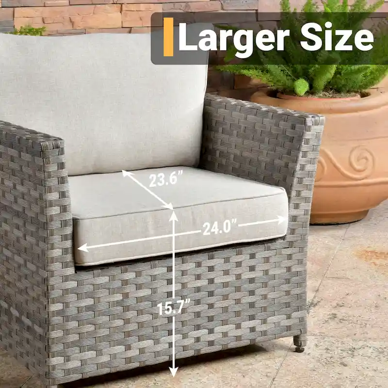 HOOOWOOO 13-piece Wicker Rattan Patio Sectional Conversation Set with Fire Pit