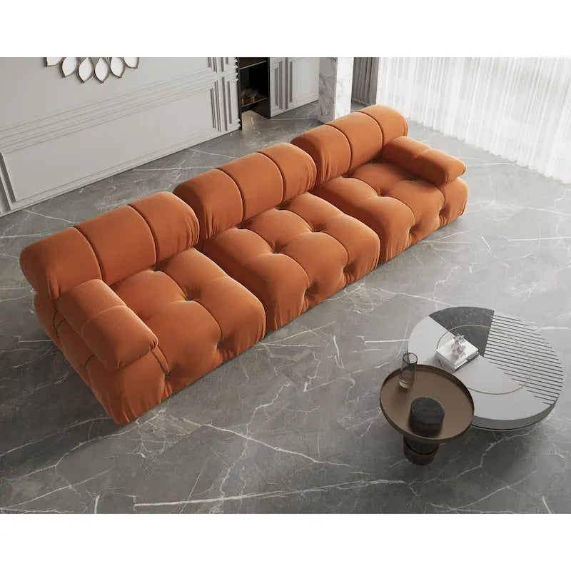 Velvet 3-Seater Sofa with Solid Wood Frame and Pocket Coil Springs