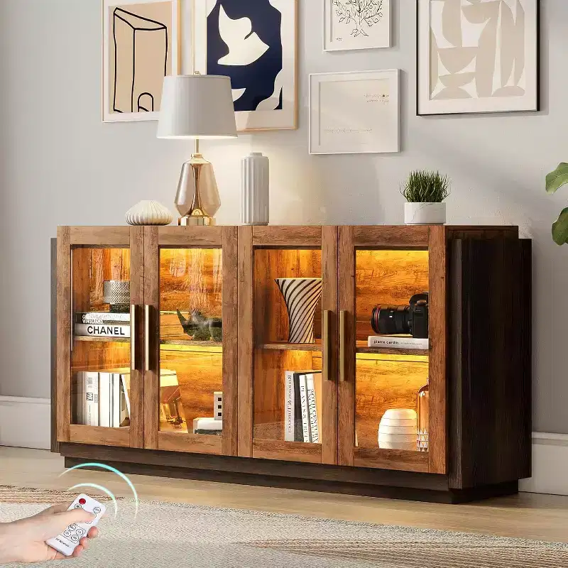 AMERLIFE Sideboard Buffet Cabinet, Mixed Color Accent Cabinet