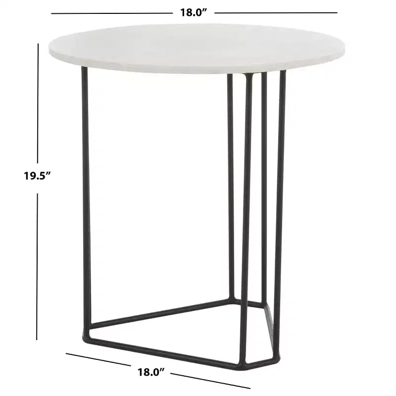Eloblaire Round Accent Table - ACC4605A - White Marble/Black - Safavieh