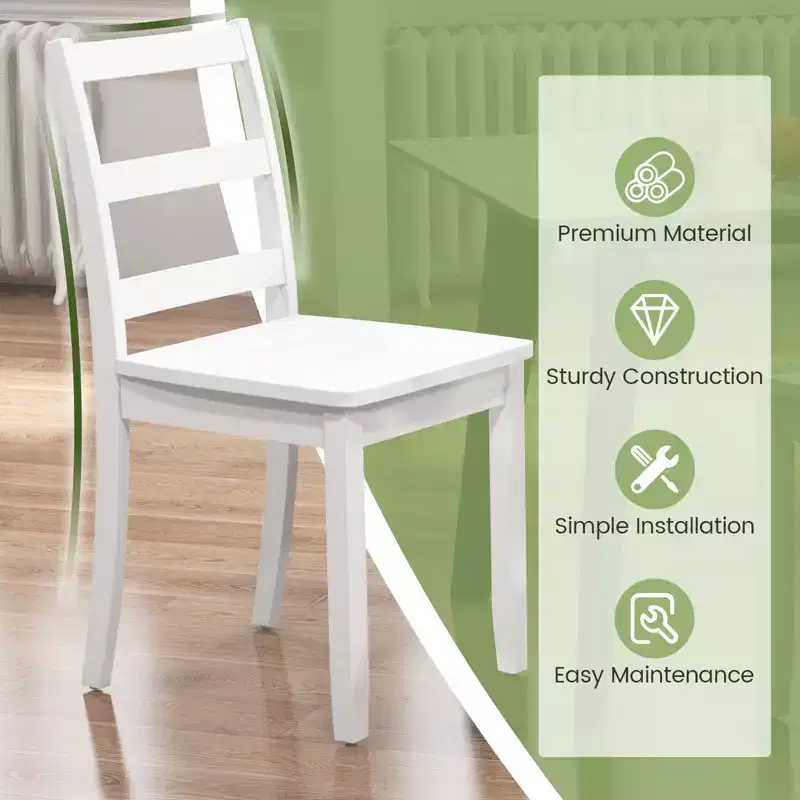 Costway 5 PCS Dining Set Modern Rectangle Table & 4 Rubber Wood Chairs Kitchen Breakfast