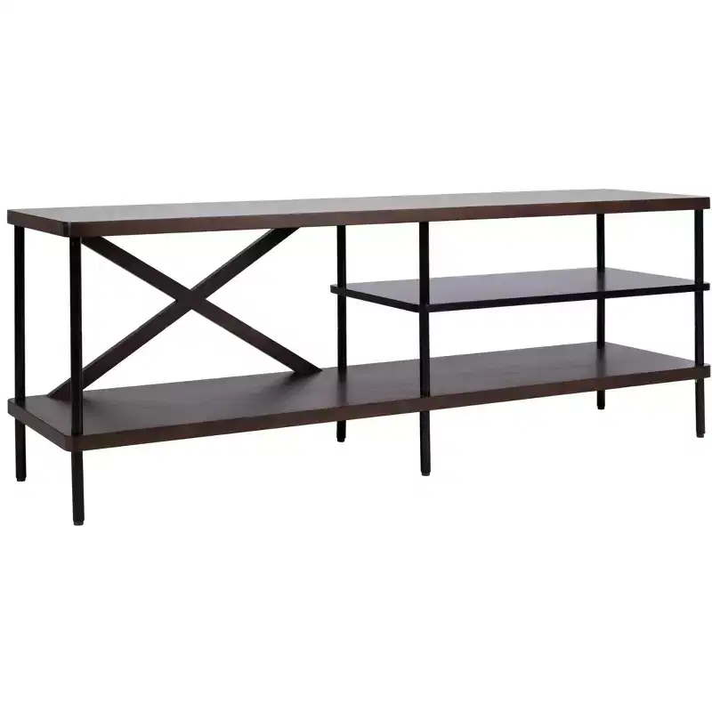 Bruno Industrial Media Stand - MED5001 - Walnut/Black - Safavieh