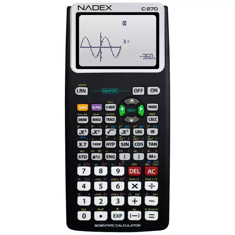 C-270 Scientific Calculator with Black and White Graph Functions, Battery Powered