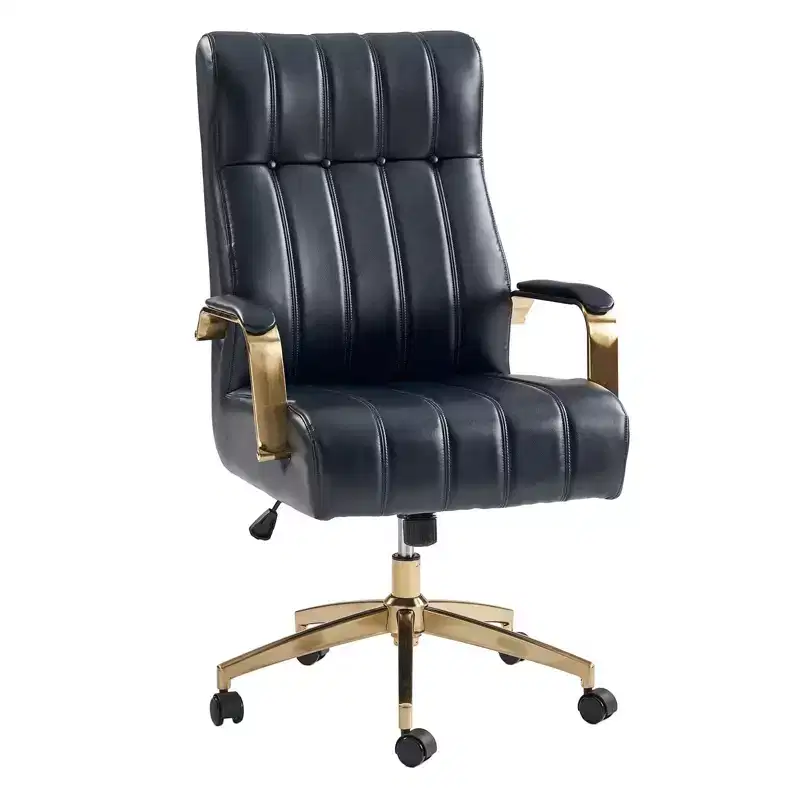 Siivio Modern Leather Swivel Tilting Office Chair with Channel Tufted|HULALA??HOME