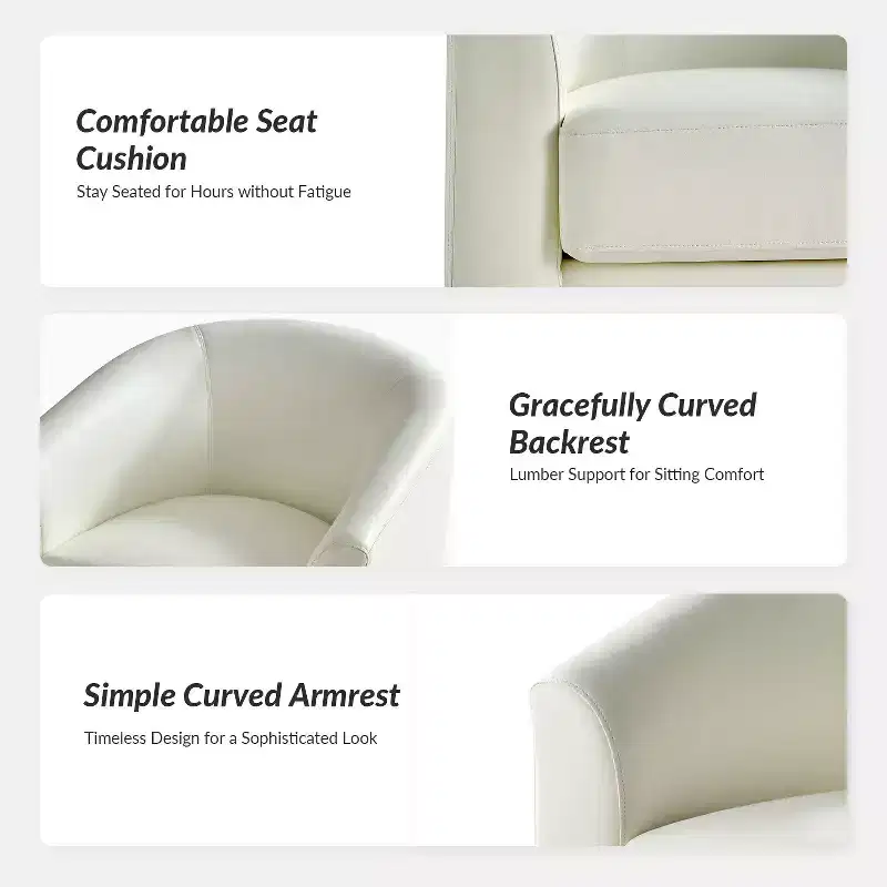 Set of 2 Jessie 30.5 Wide Modern Swivel Barrel Faux Leather Chair with Solid Wood Base|ART OF LIVING DESIGNS