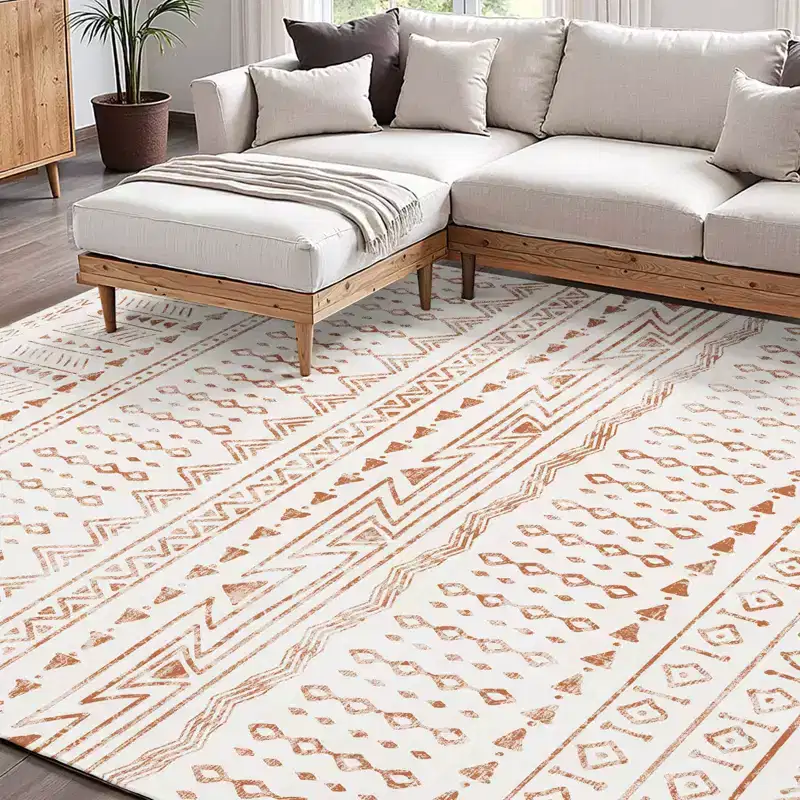 VEVOR Area Rug, 5 x 7 ft Large Washable Rug, Non-Slip and Tear-Resistant Soft Carpet, Pet Friendly Modern Area Rugs, Indoor Mat for Bedroom,Beige