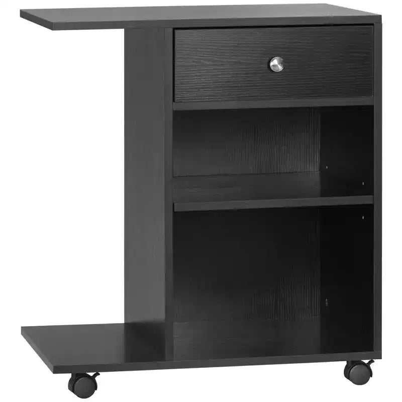 Mobile Printer Stand with Rolling Wheels, Adjustable Shelf, Drawer and CPU Stand, 27
