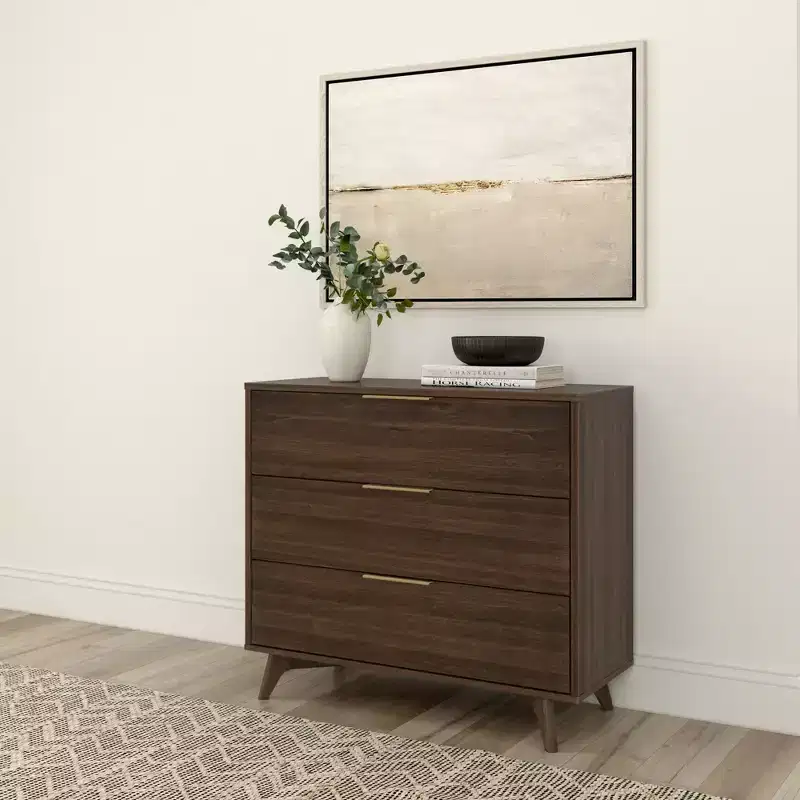 Plank+Beam 3 Drawer Dresser with Brass Handle