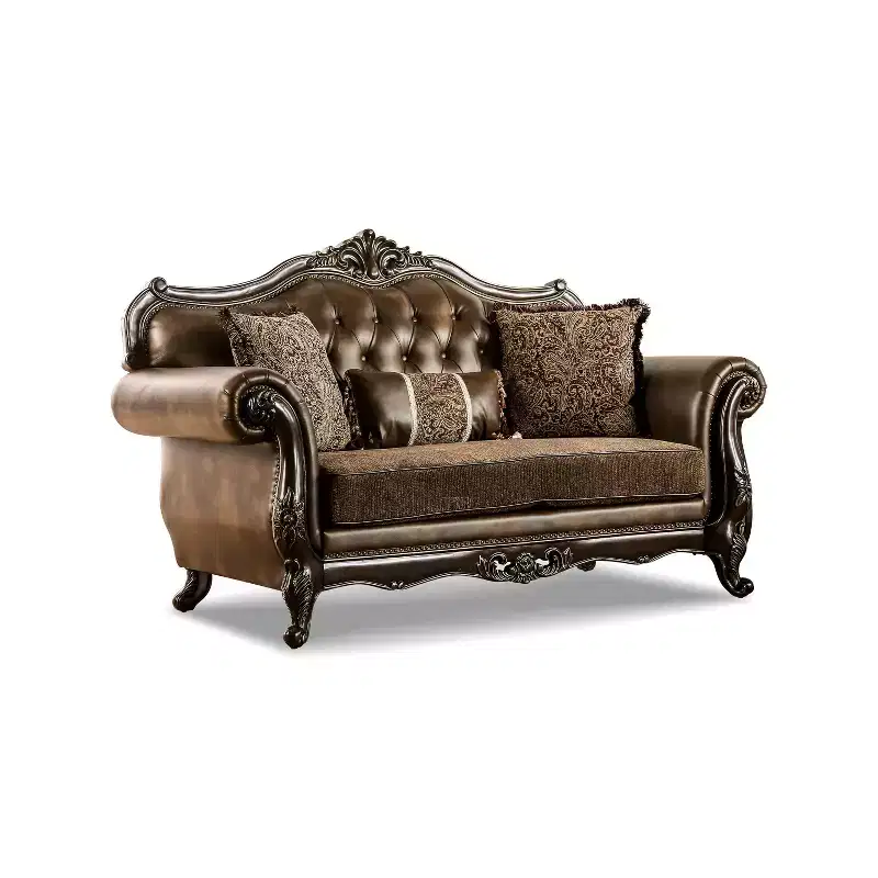 HOMES: Inside + Out Frazer 73" Loveseat Traditional with Nailhead Trim Brown